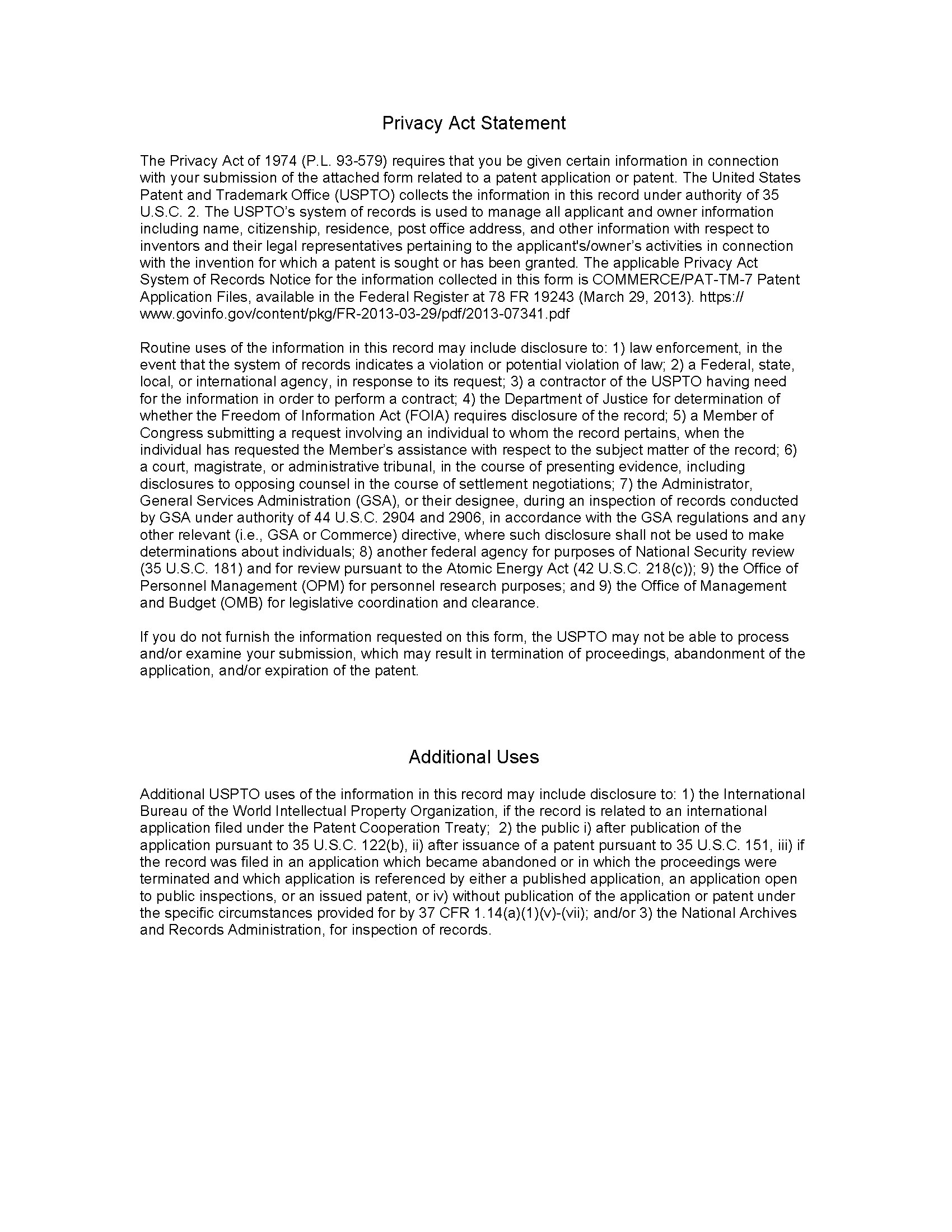 SB/35 Privacy Act Statement
