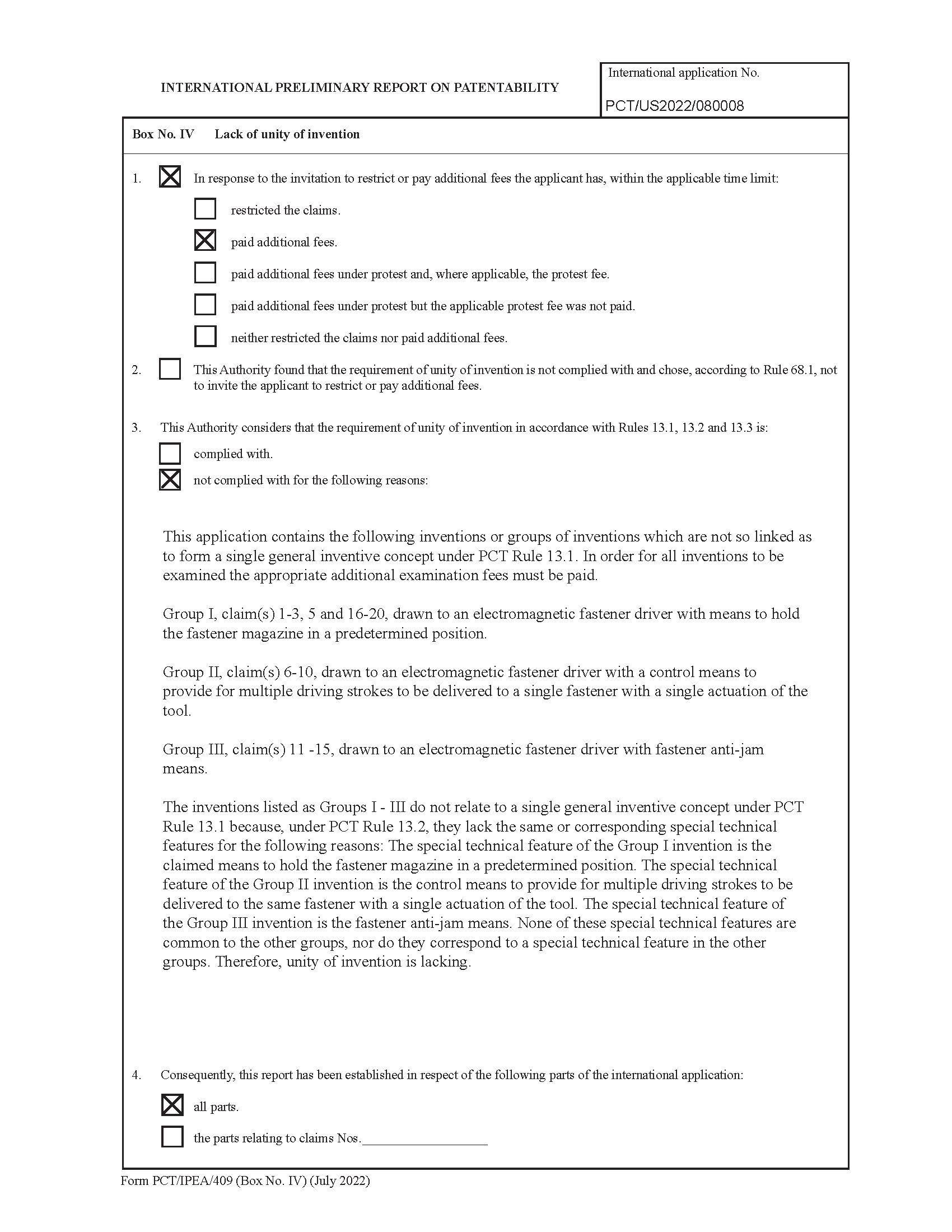 PCT/IPEA/401 (last sheet) PCT Demand