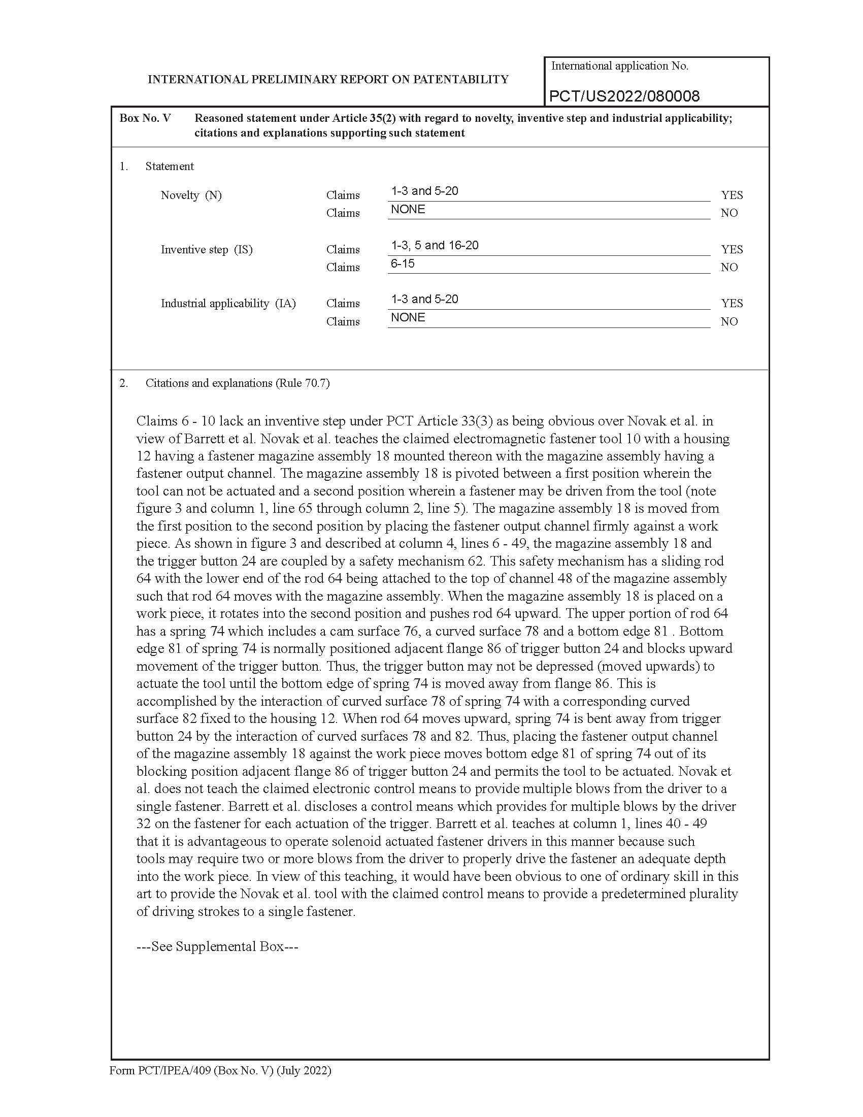 PCT/IPEA/401 Annex PCT Fee Calculation Sheet