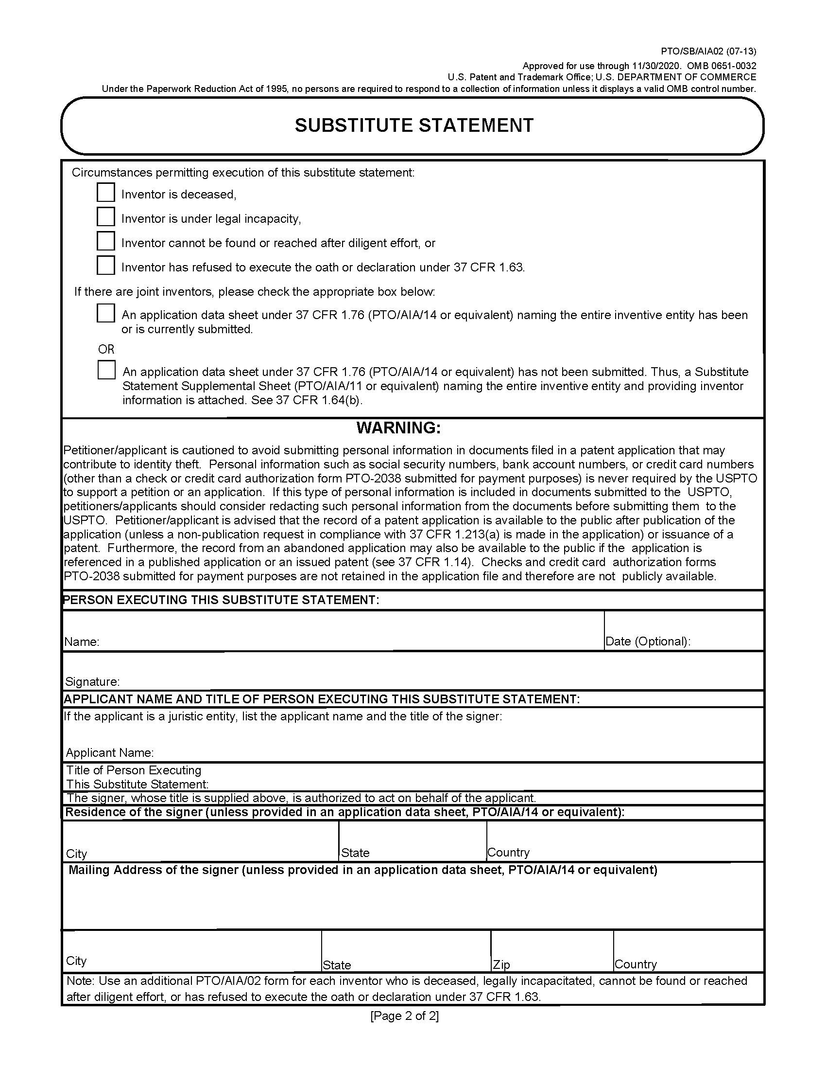 Substitute Statement
